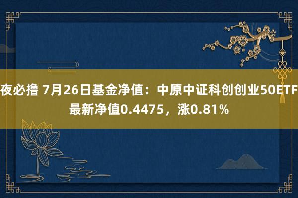 夜必撸 7月26日基金净值：中原中证科创创业50ETF最新净值0.4475，涨0.81%