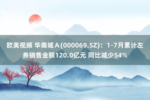 欧美视频 华裔城Ａ(000069.SZ)：1-7月累计左券销售金额120.0亿元 同比减少54%