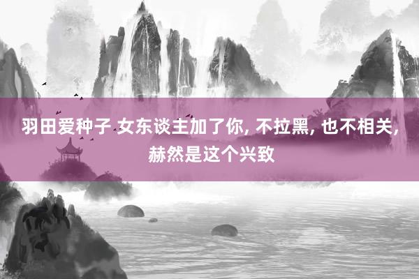 羽田爱种子 女东谈主加了你， 不拉黑， 也不相关， 赫然是这个兴致