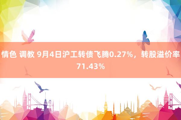 情色 调教 9月4日沪工转债飞腾0.27%，转股溢价率71.43%